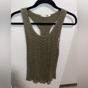 Lucky Brand olive green crochet sweater tank
